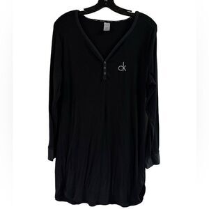 Calvin Klein Black Ribbed Cotton Gown Size L